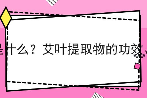 艾叶提取物是什么？艾叶提取物的功效、作用及用途