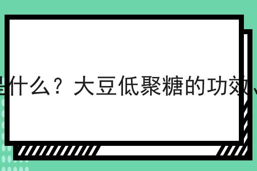 大豆低聚糖是什么？大豆低聚糖的功效、作用及用途