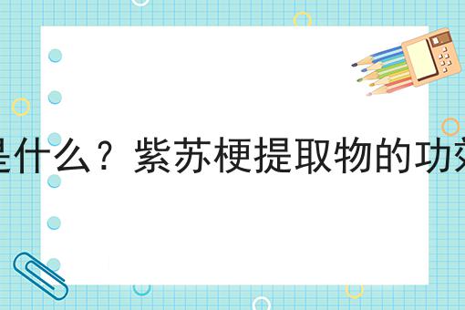 紫苏梗提取物是什么？紫苏梗提取物的功效、作用及用途