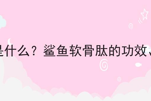 鲨鱼软骨肽是什么？鲨鱼软骨肽的功效、作用及用途