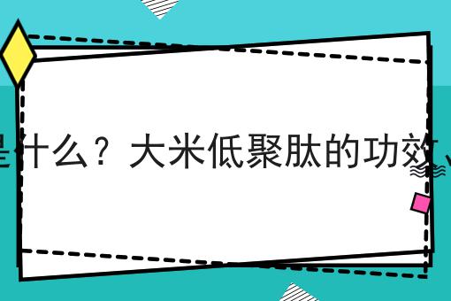 大米低聚肽是什么？大米低聚肽的功效、作用及用途