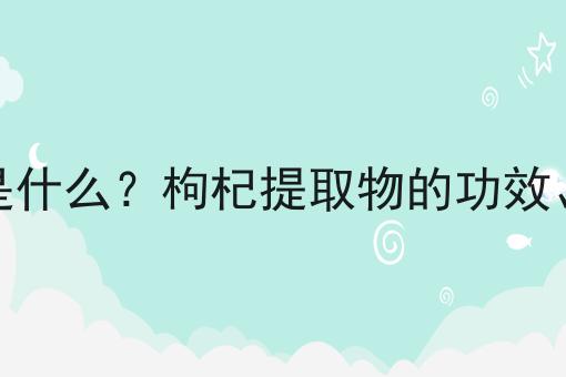 枸杞提取物是什么？枸杞提取物的功效、作用及用途