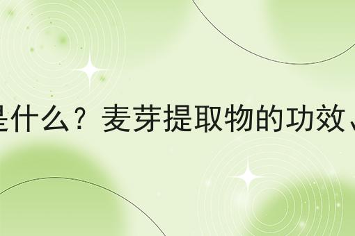 麦芽提取物是什么？麦芽提取物的功效、作用及用途