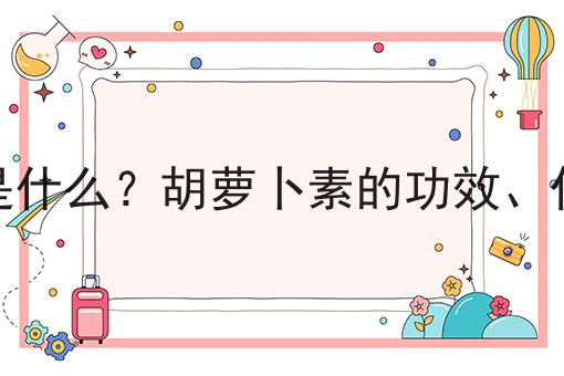 胡萝卜素是什么？胡萝卜素的功效、作用及用途